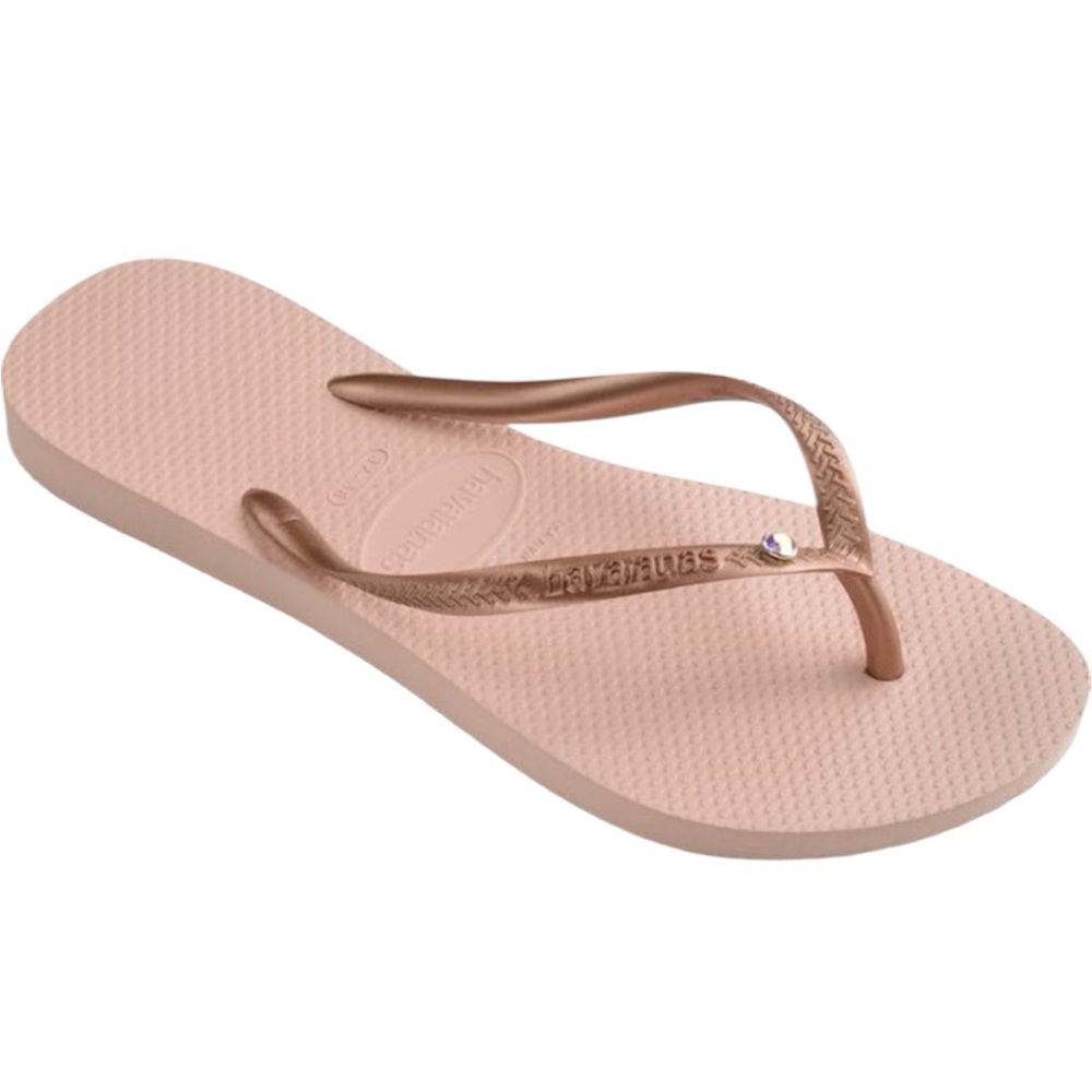 Havaianas Slim Crystal Flip Flop pink Rhinestone Toddler Sz 10 girl sandals shoe
